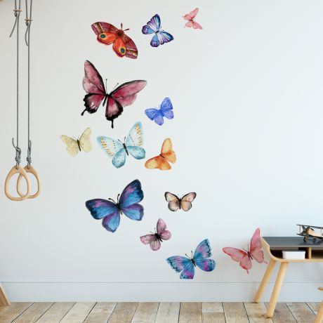 Peel and Stick Realistic Colourful Butterflies, Butterfly Wall Stickers, Home Decoration, Girls Bedroom Wall Art, Kid Decals Baby Nursery