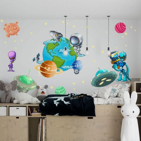 Space wall stickers for Nursery kids room