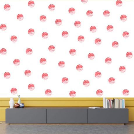 Set of 20 Red Polka Dots Wall Stickers, Watercolour Effect Pattern for kids room wall stickers