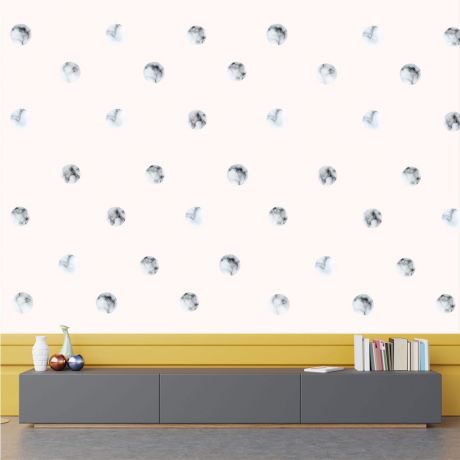 Set of 20 Marble Effect Polka Dots Wall Stickers, Watercolour Effect Pattern for kids room wall stickers