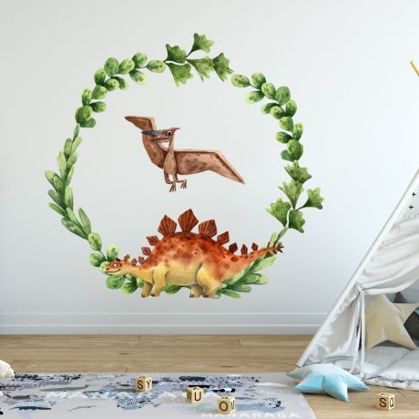 Dinosaur Wreath Wall Decal for Kids Room Jurassic Park- Dino peel&stick wall sticker, Dinosaurs Jurassic Park