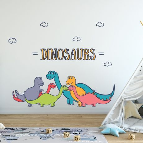Brontosaurus Group Wall Decal for Kids Room Jurassic Park- Dino peel&stick wall sticker, Dinosaurs Jurassic Park