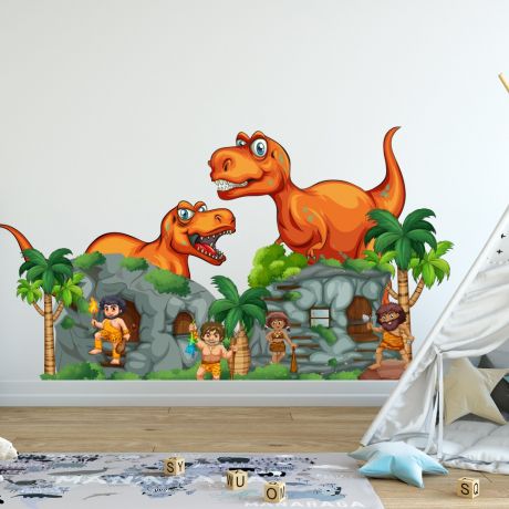 Kids Room Dinosaur Cave Wall Decal- Dino peel&stick wall sticker, Dinosaurs Jurassic Park
