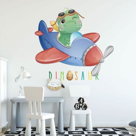 Flying Pilot Dinosaur Wall Decal for Kids Room Jurassic Park