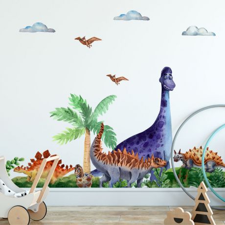 kids Room Wall Decal, Dinosaur Wall Stickers for Kids Room, Jurassic Park peel&stick wall sticker, Home Decor, Wall removable Dinosaur Decal