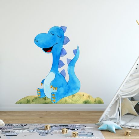 Watercolour Blue Baby Dinosaur Wall Decal for Kids Room Jurassic Park- Dino peel&stick wall sticker, Dinosaurs Jurassic Park