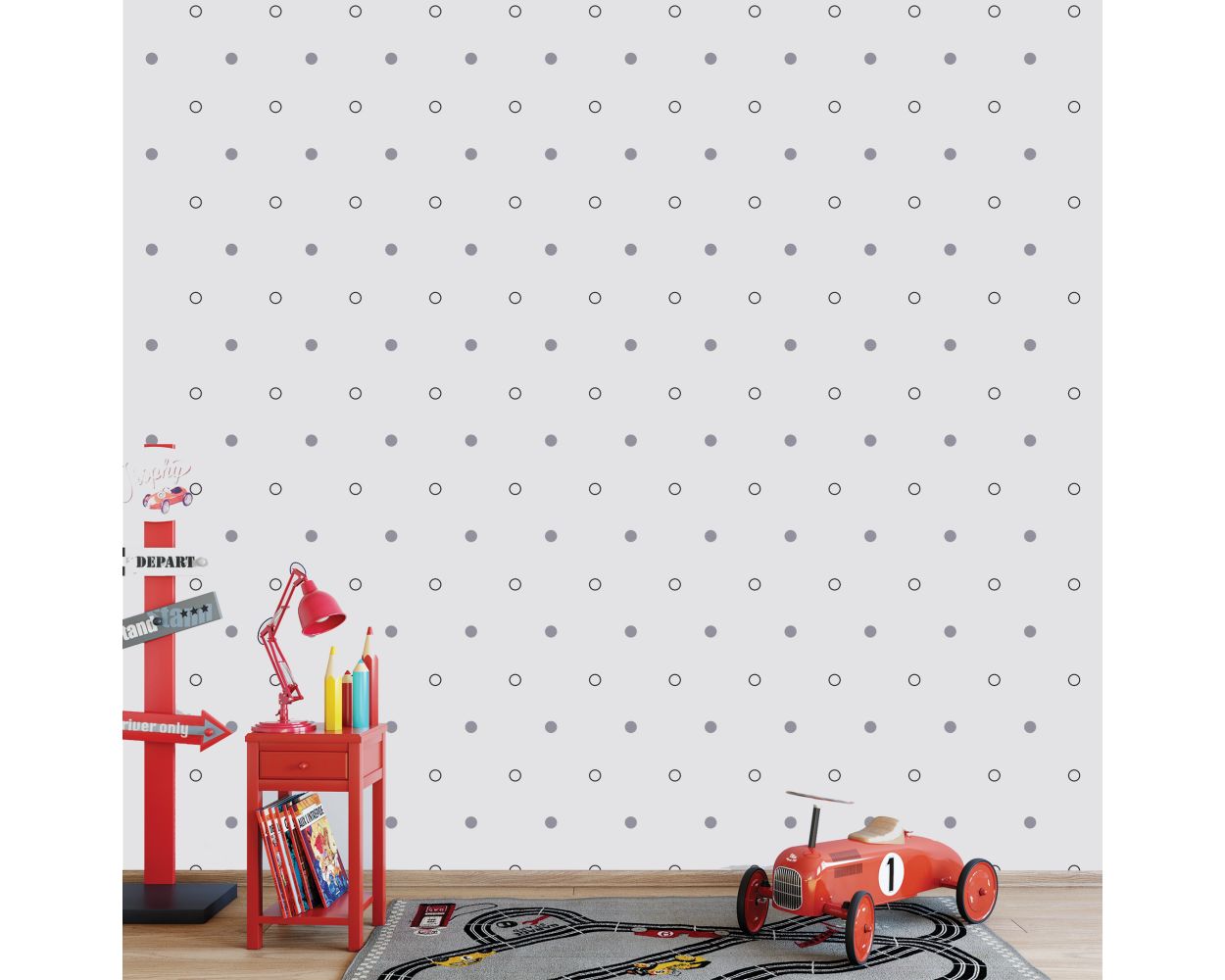 Mixed Colour Dots & Outlined Polka dots Pattern Wall Stickers for Kids Bedroom Wall Decor