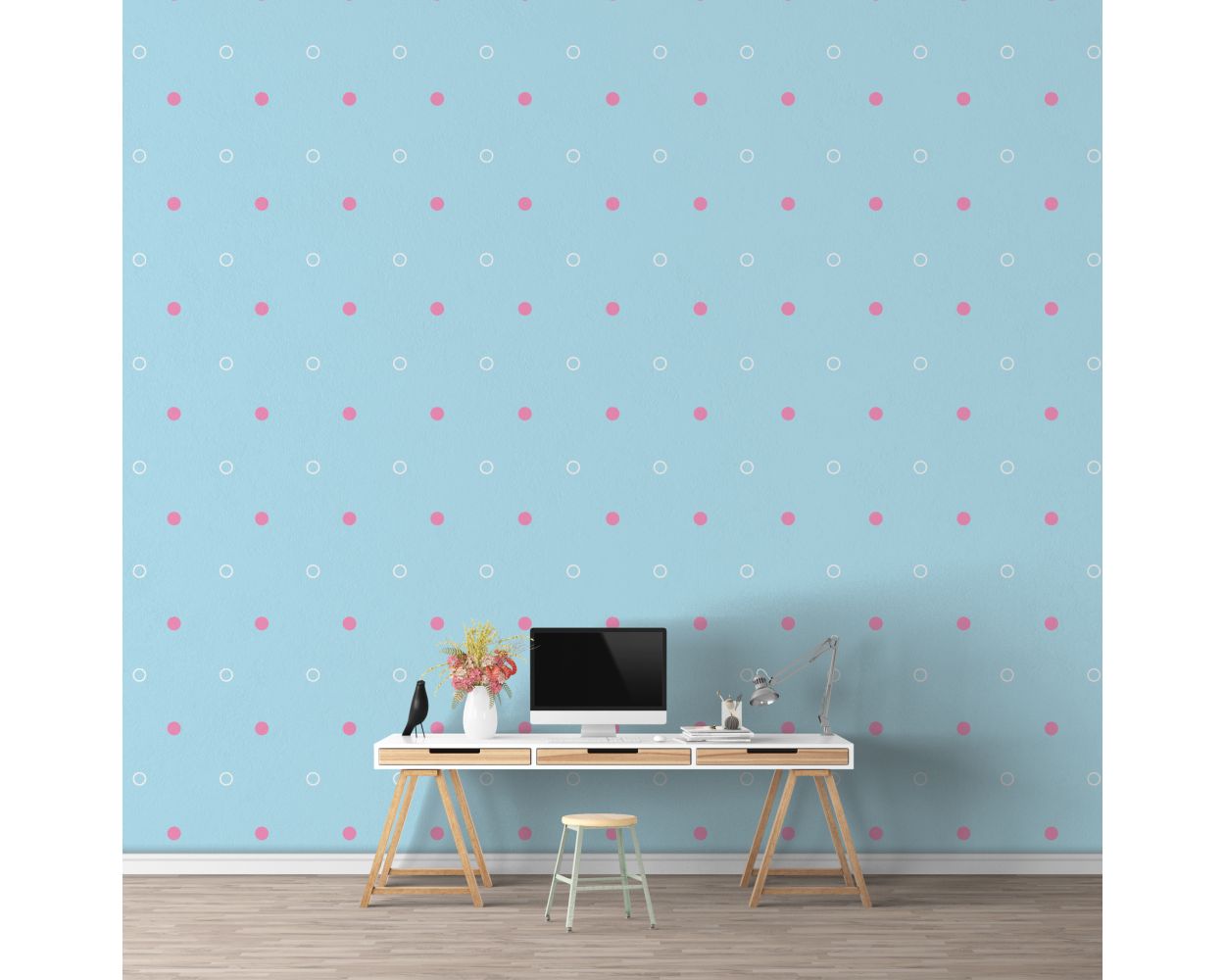 Mixed Colour Dots & Outlined Polka dots Pattern Wall Stickers