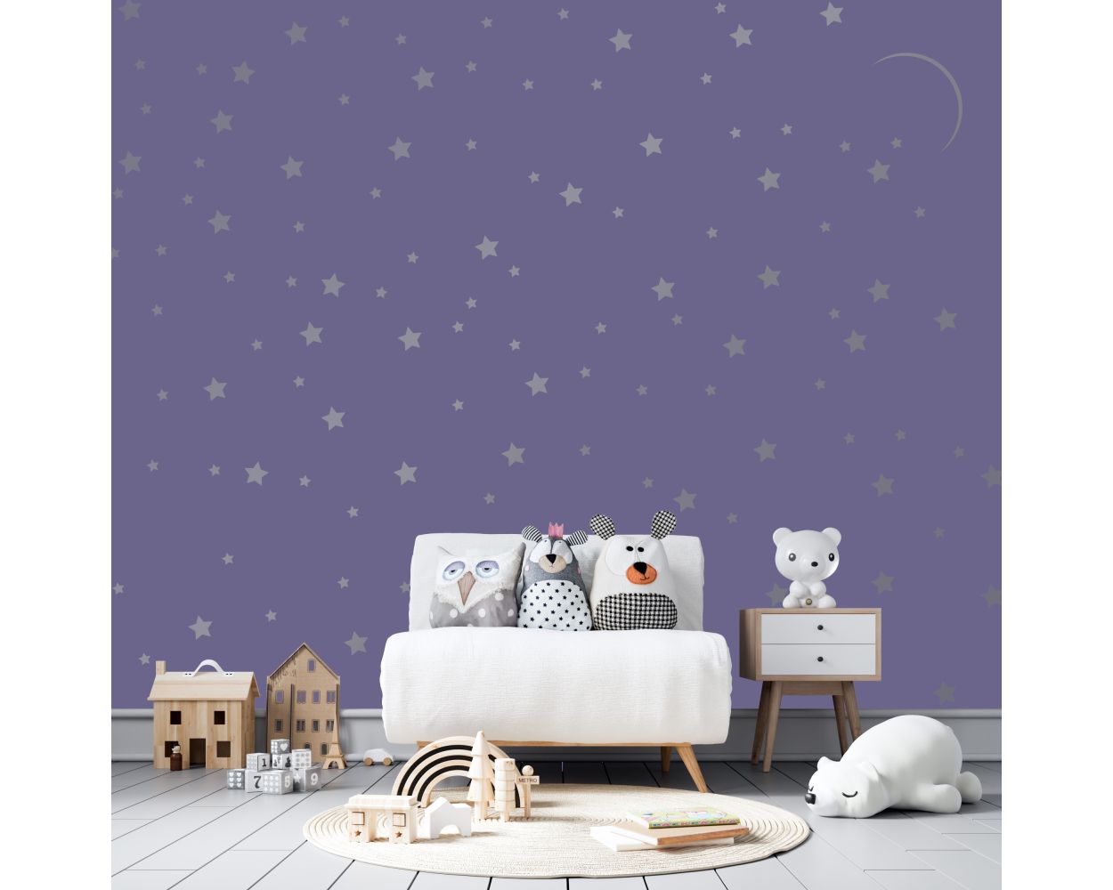 Beautiful Mixed Stars & Moon Pattern Vinyl Wall Stickers