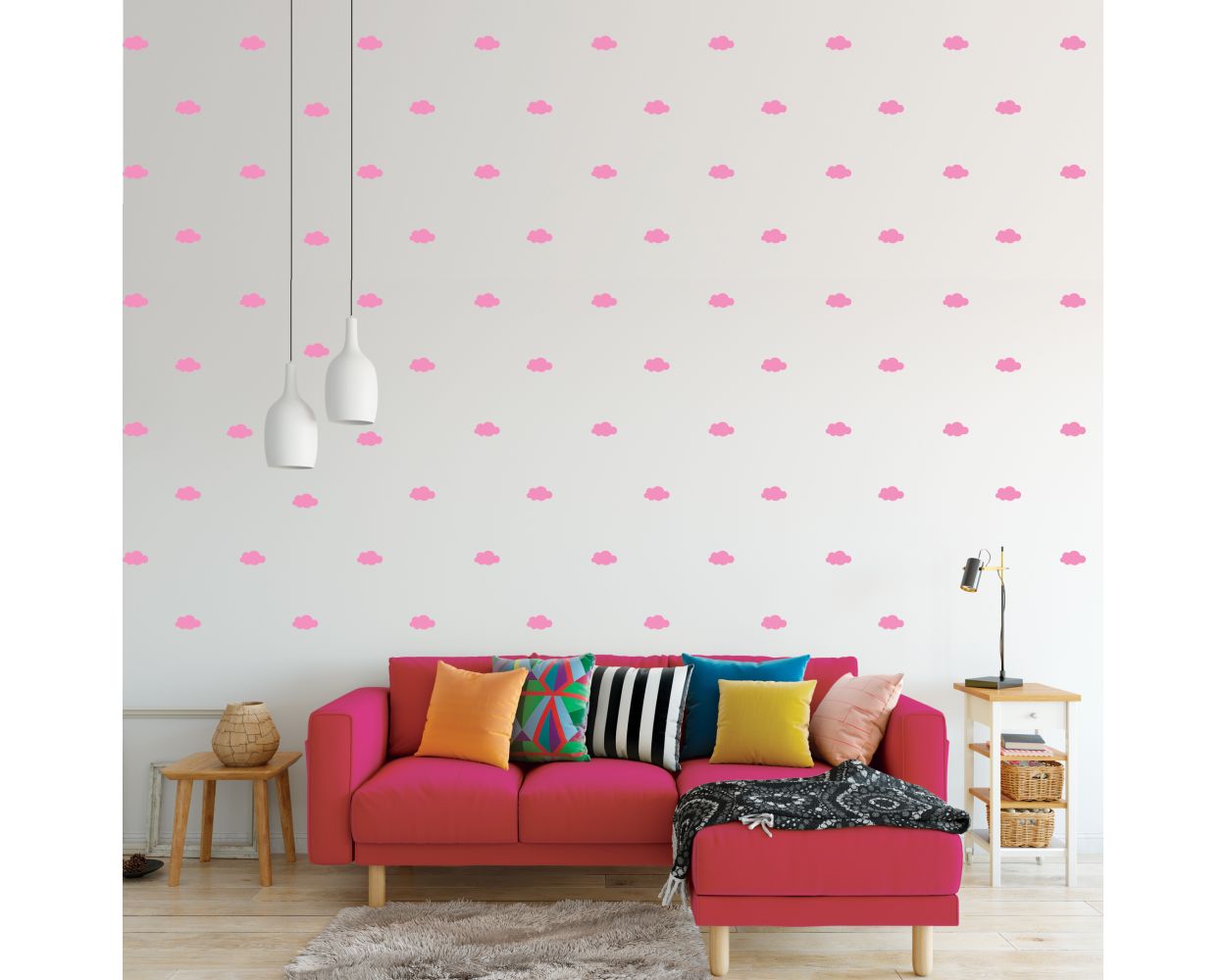 Beautiful Bohemian Clouds Pattern Vinyl Wall Decals for Kids Bedroom Wall Decor