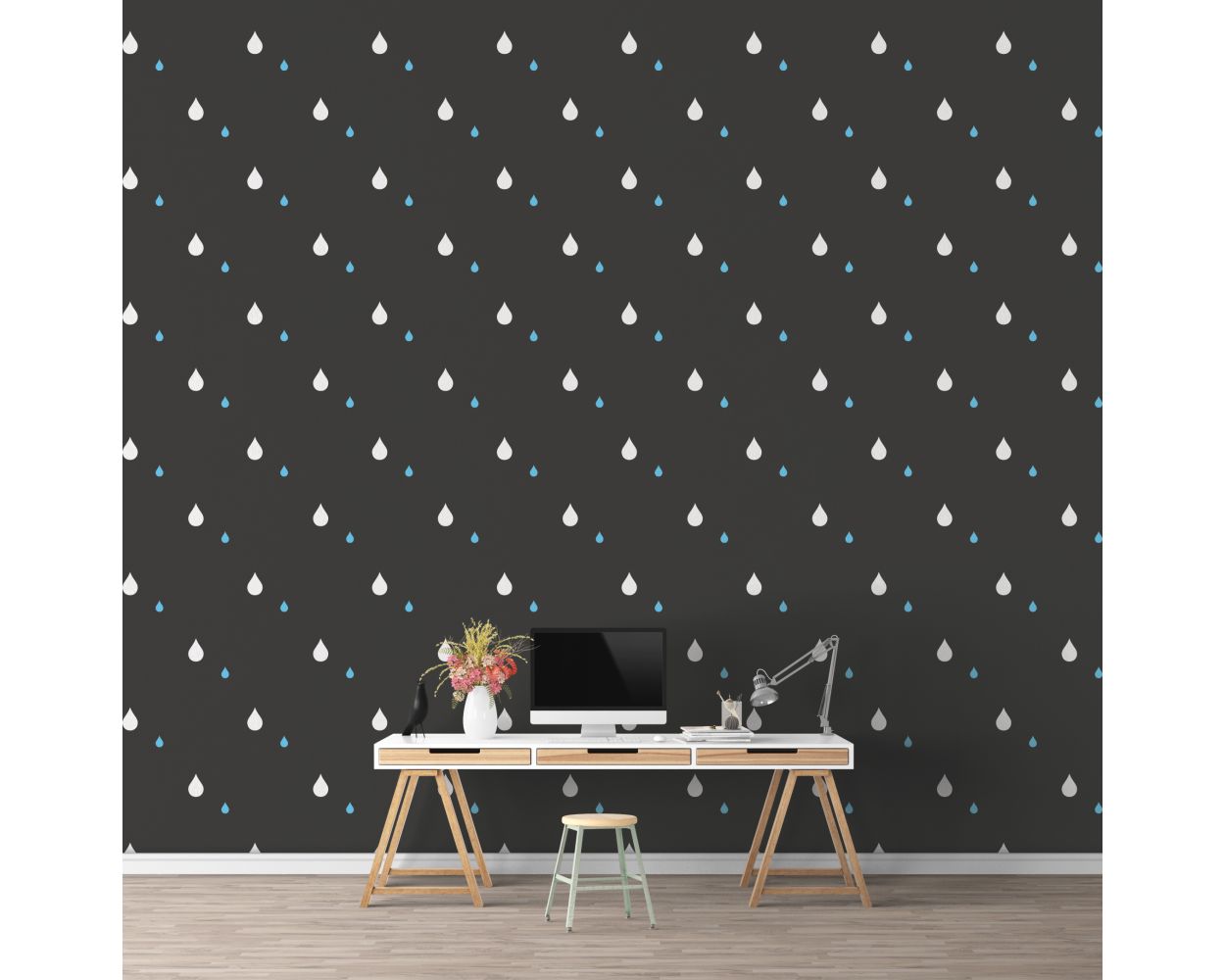 Best Mixed Size Raindrops Pattern Vinyl Wall Decals for Room Wall Decor