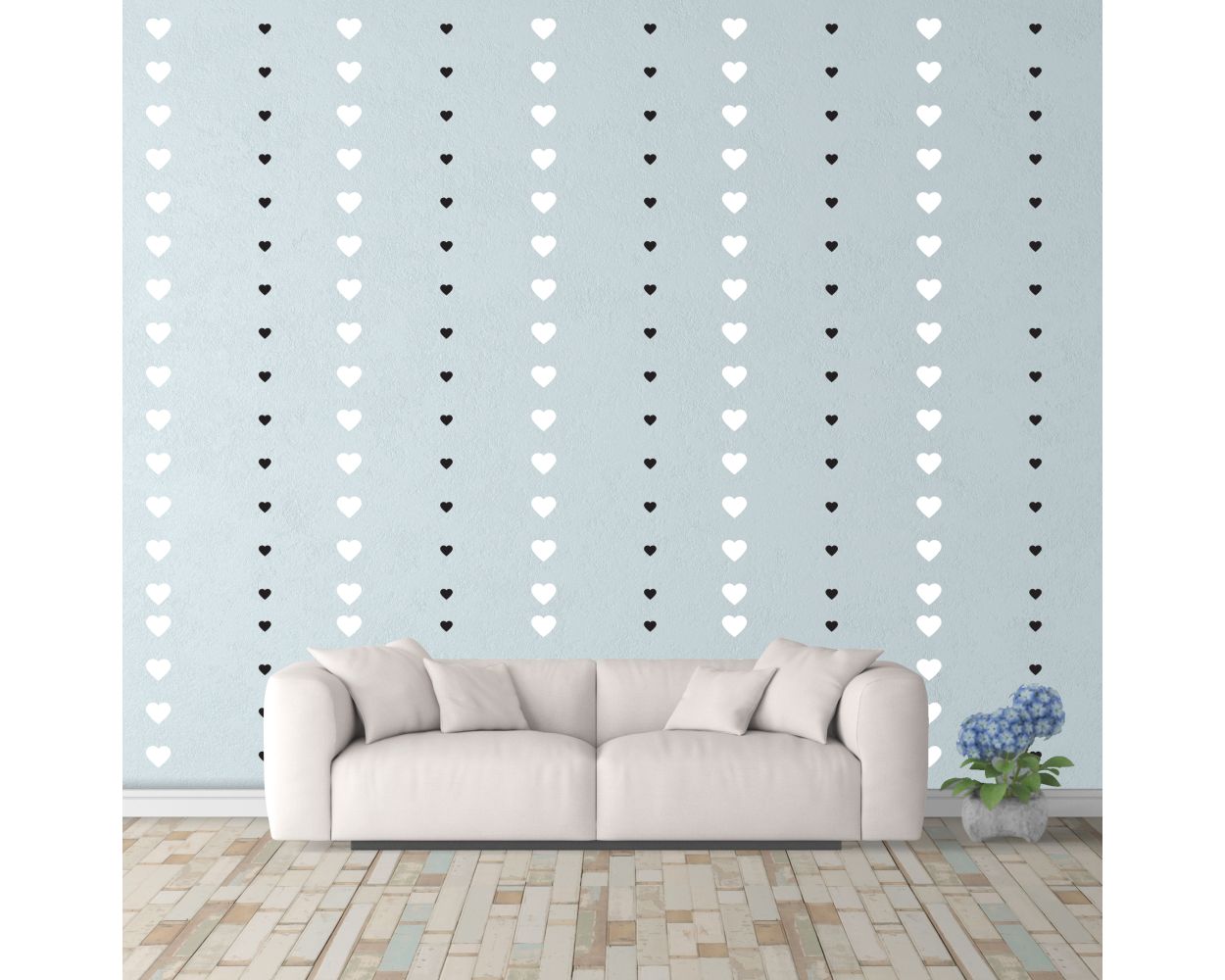 Beautiful Mixed Size Hearts Pattern Vinyl Wall Decals for Kids Bedroom Wall Decor