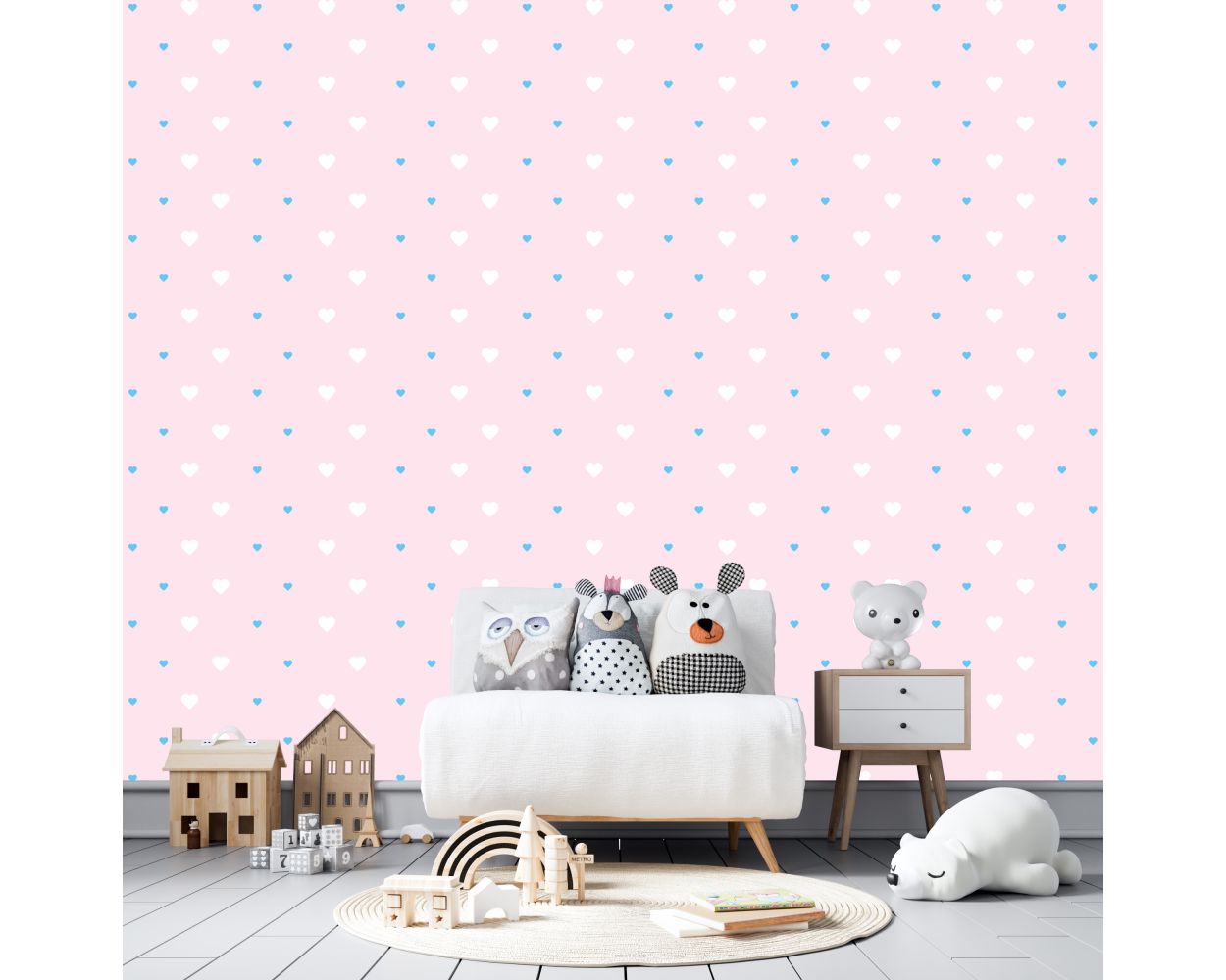 Beautiful Mixed Size Hearts Pattern Vinyl Wall Decals