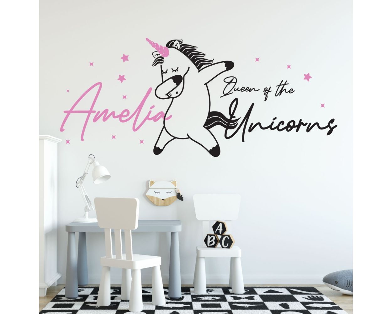 Beautiful Unicorn Themed Custom Girl Name Wall Stickers for Kids Bedroom wall Decor