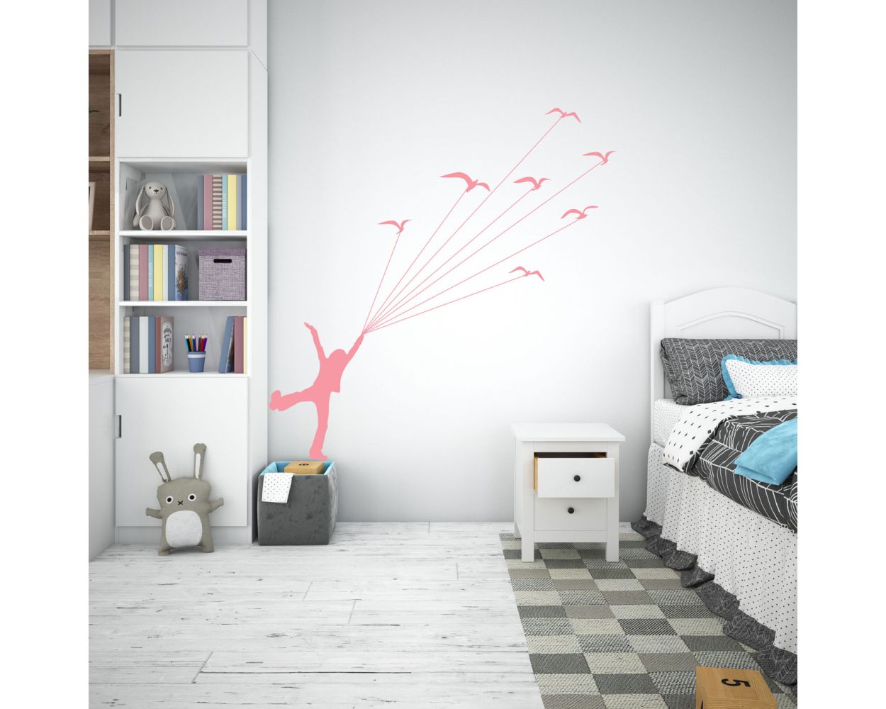 Best Boy Flying with Birds Nature Vinyl Wall Decals for bedroom wall decor