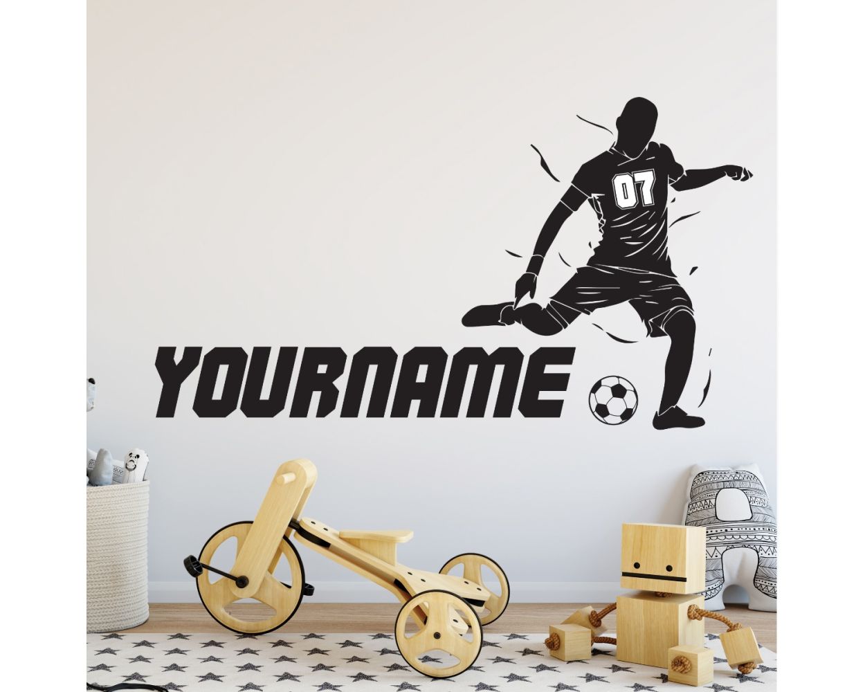 Custom Name & Jersey Number Boys Gaming Room Football Wall Stickers