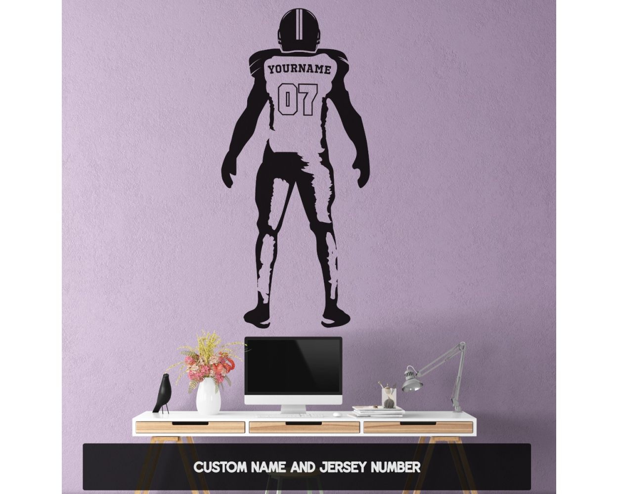 American Football Personalised Name & Jersey Number Stickers 