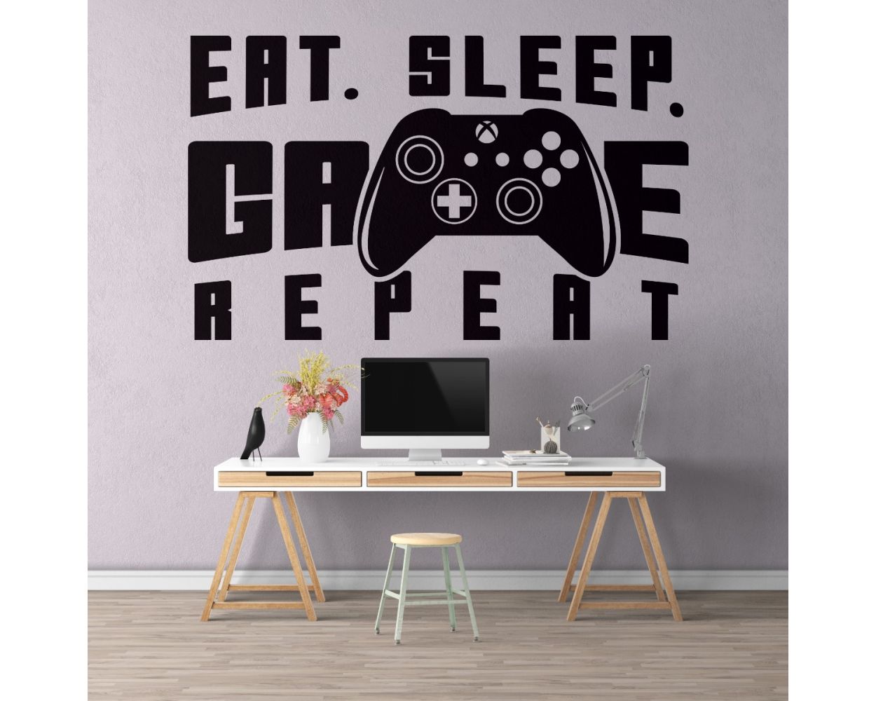 Eat Sleep Game Repeat Wall Stickers For Gaming Room Decor