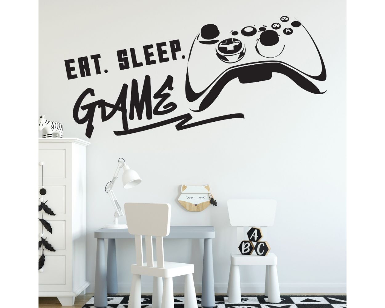 Eat Sleep Game Controller Video Gaming Zone Wall Stickers for gaming room wall decor