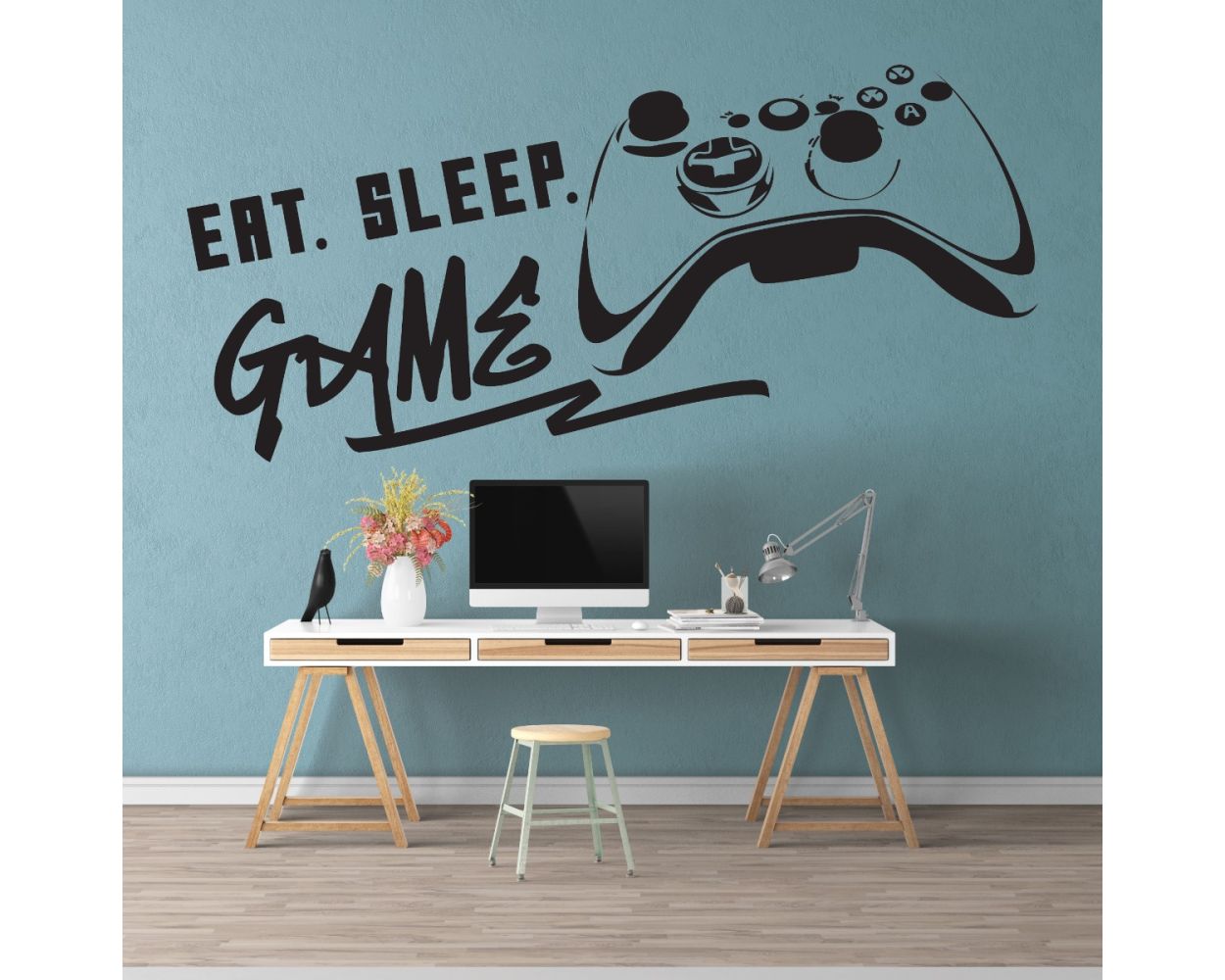 Eat Sleep Game Controller Video Gaming Zone Wall Decals for gaming room wall decor