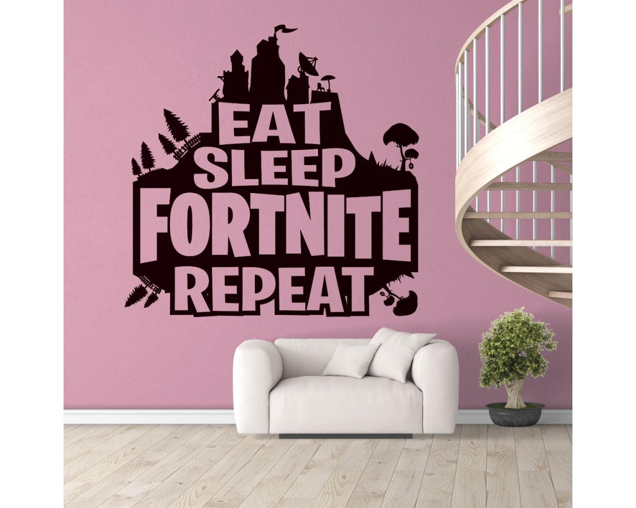 Eat Sleep Fortnite Repeat Wall Stickers For Teens Room Decor