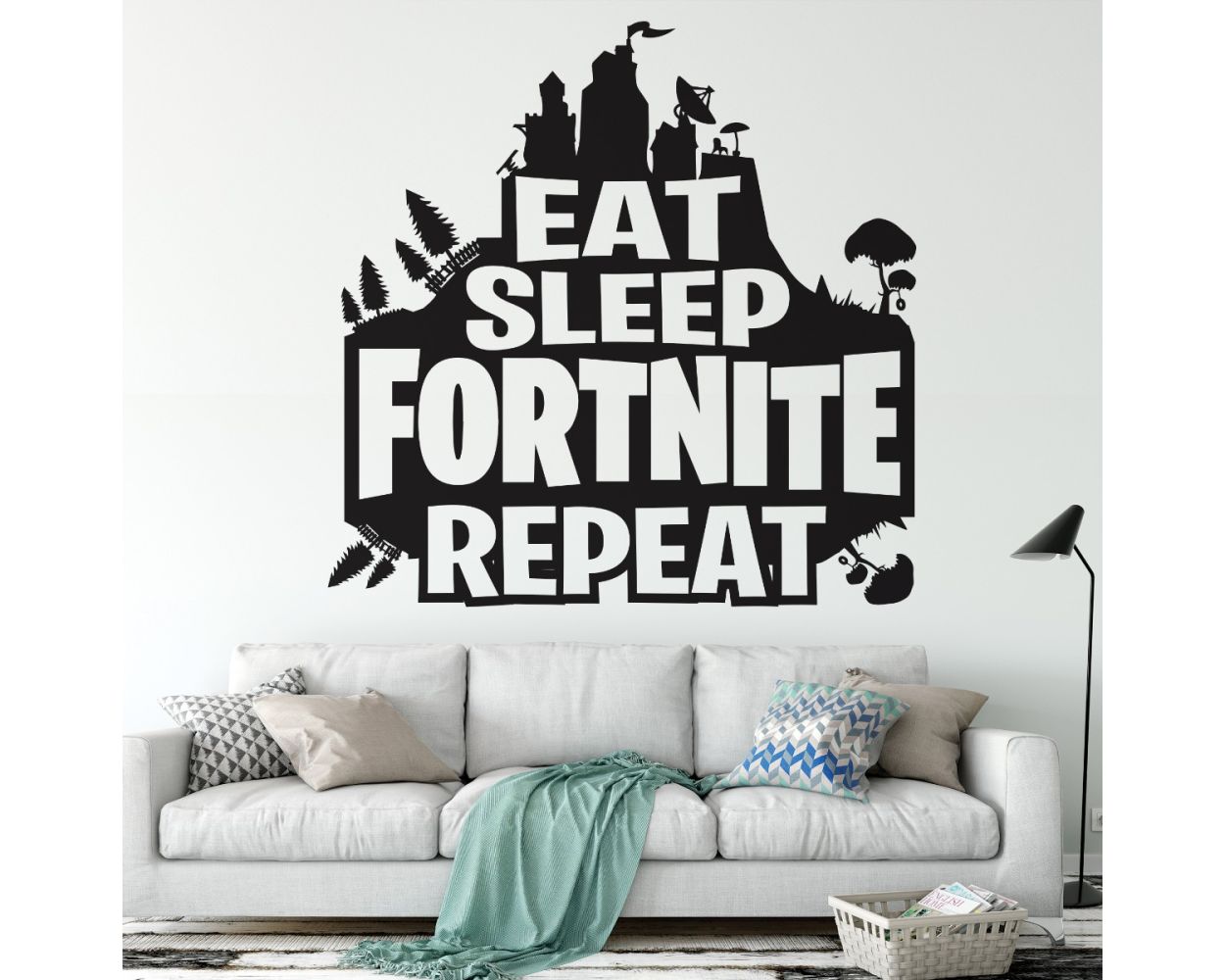 Eat Sleep Fortnite Repeat Wall Stickers For Boys Room Decor