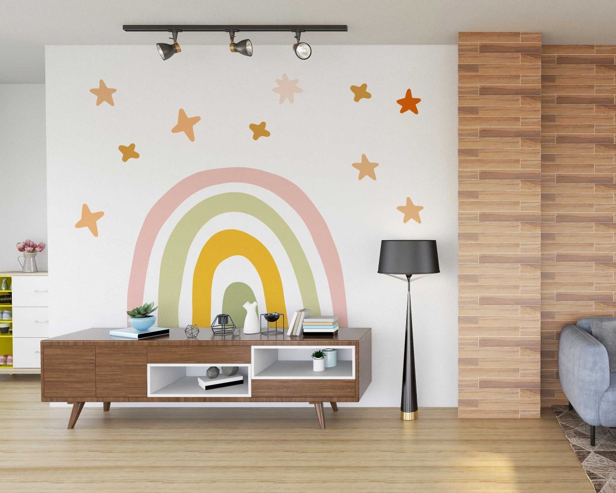 Beautiful Boho Rainbow And Stars Wall Stickers