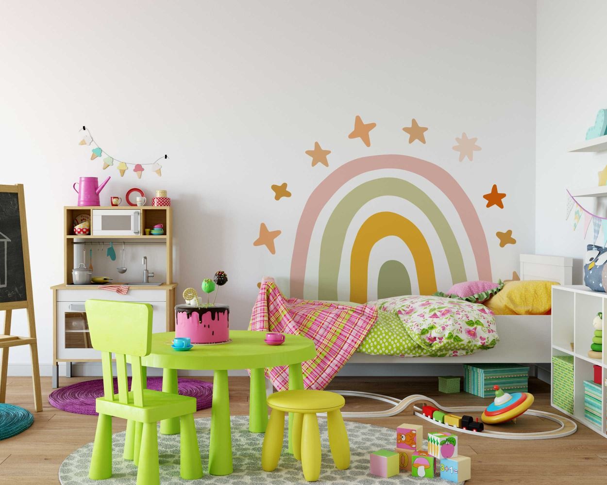 Beautiful Boho Rainbow And Stars Wall Decals
