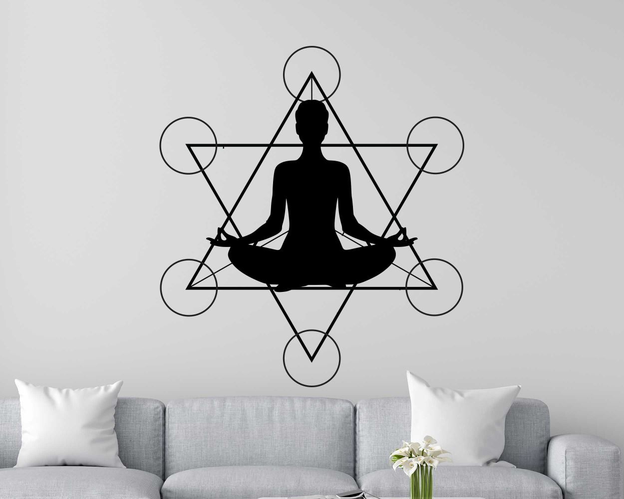 Beautiful Simple Buddha Geometric Meditation Yoga Wall Decals For Mind Relaxation 