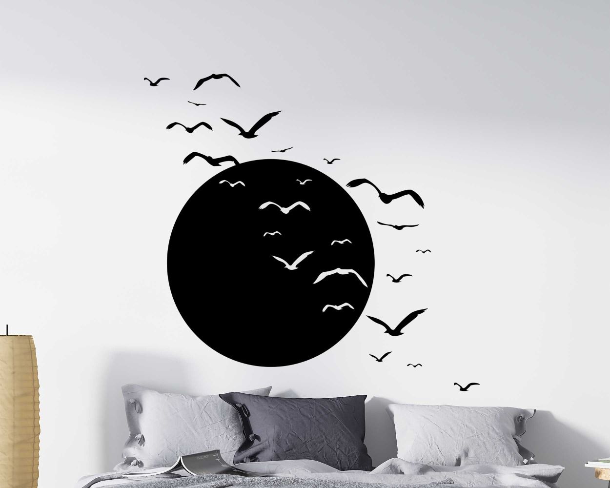 Best Beautiful Sun With Flying Birds Vinyl Wall Decals For Living Room Decor 