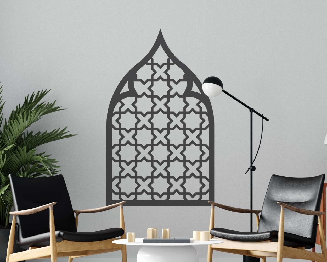 Window Frame Arabic Icon Design Pattern Arch Wall Decals 