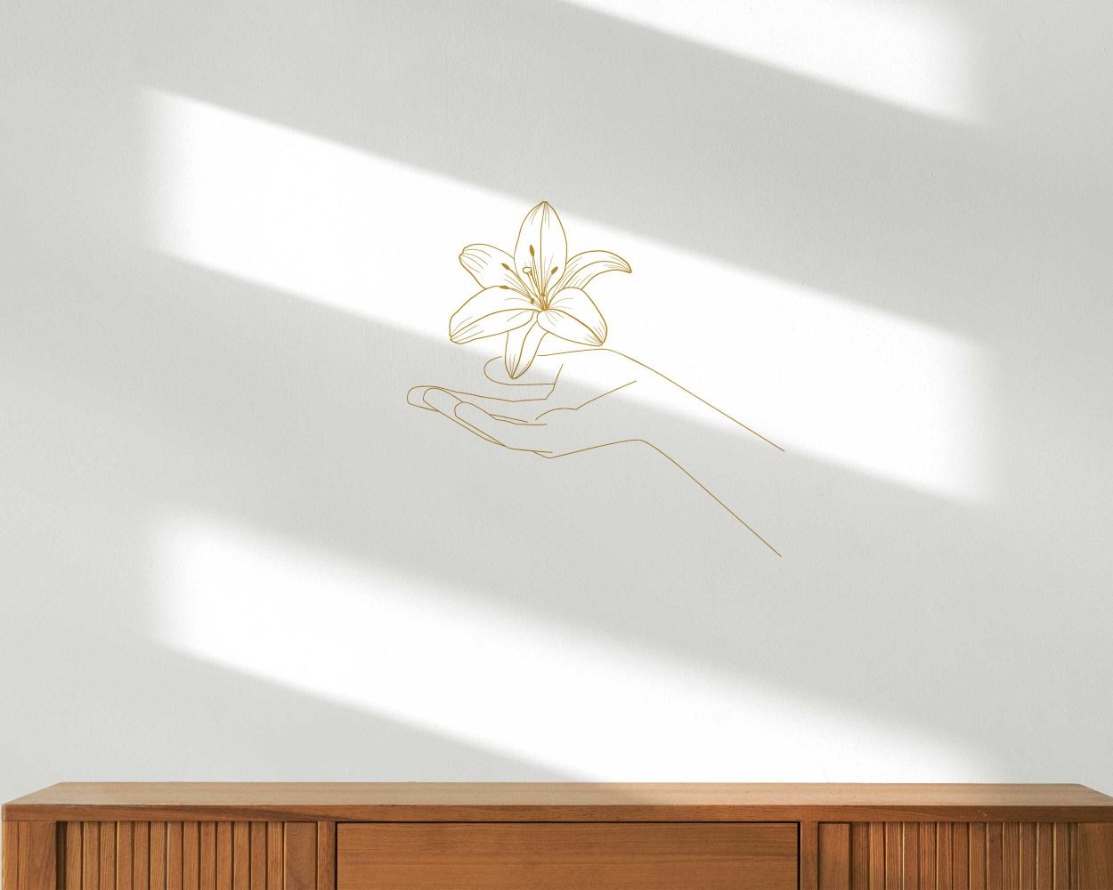 Beautiful Women Hand With Lily Flower Art Wall Decals