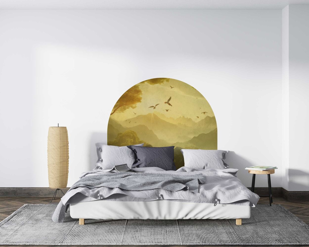 Beautiful Fog Old Classical Mountain Arch Wall Stickers for Bedroom Decor 