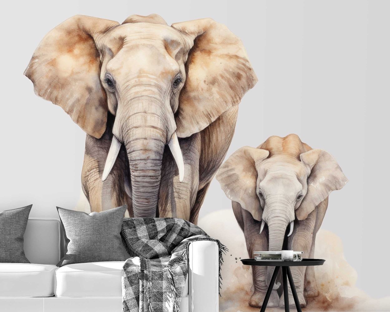 Best Beautiful Elephant And Baby Elephant Vinyl Wall Stickers