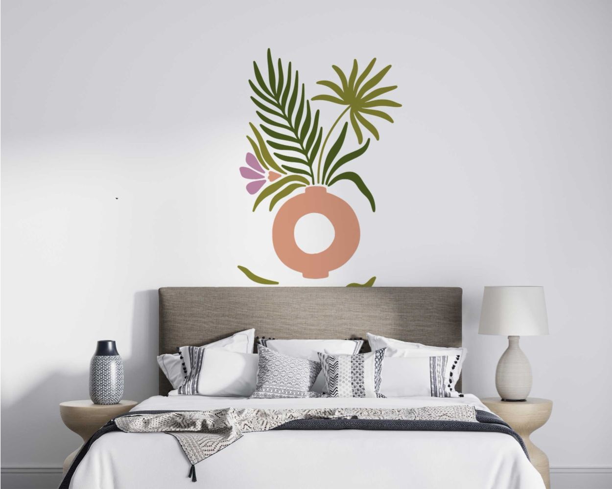 Best Beautiful Flower Vase With Flowers Wall Decal For Home Decoration 