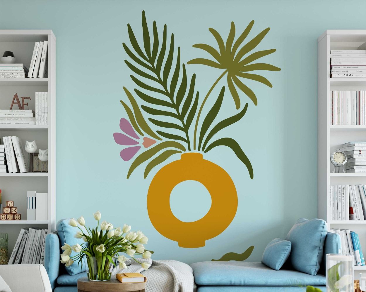 Best Beautiful Flower Vase With Flowers Wall Stickers For Home Decoration 