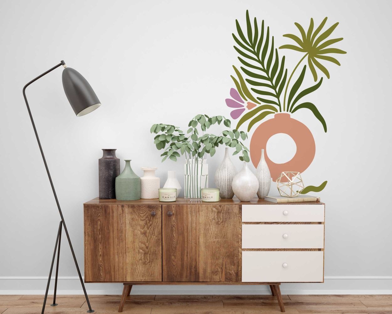 Best Beautiful Flower Vase With Flowers Wall Stickers