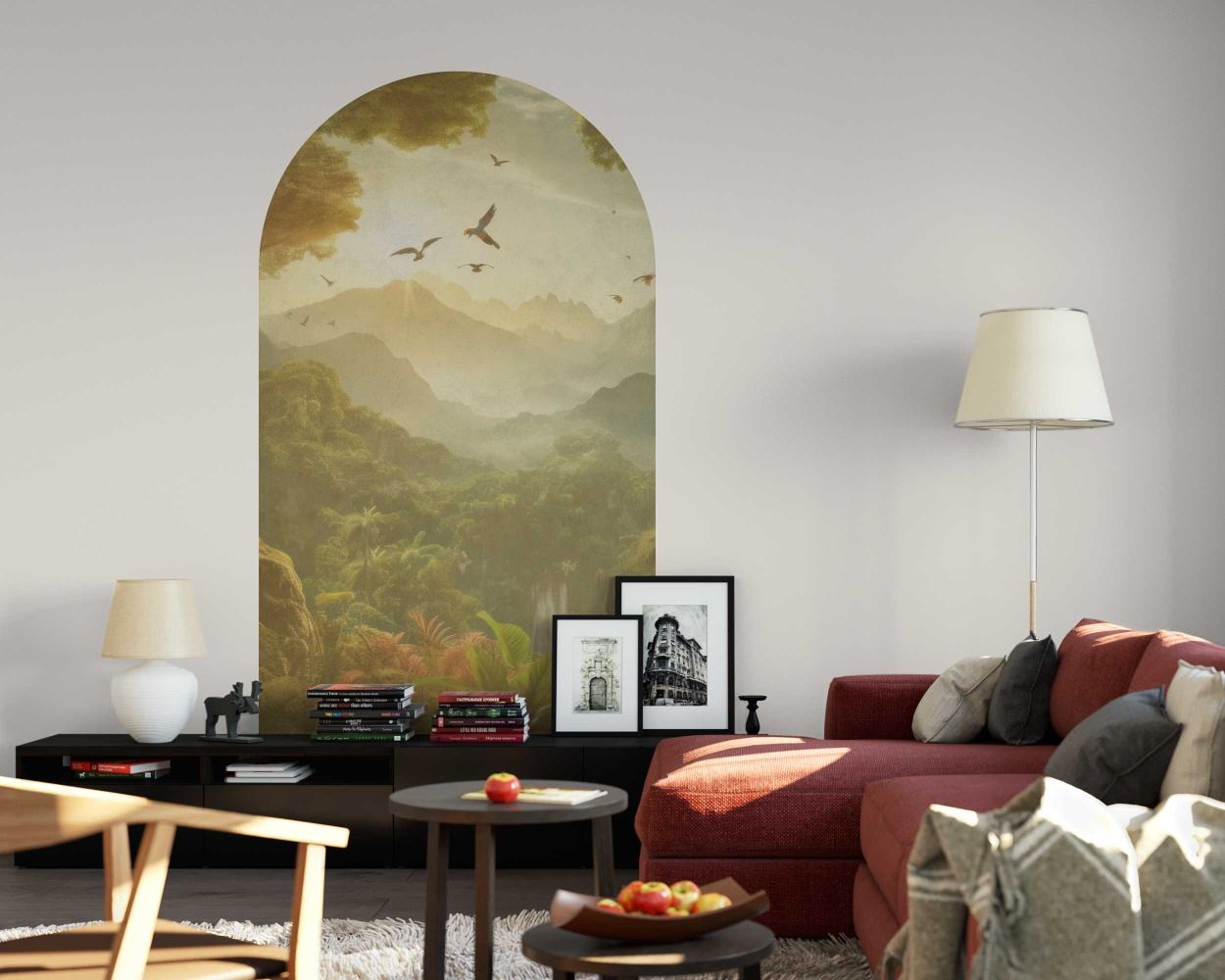 Beautiful Fog Old Classical Mountain Arch Wall Decals