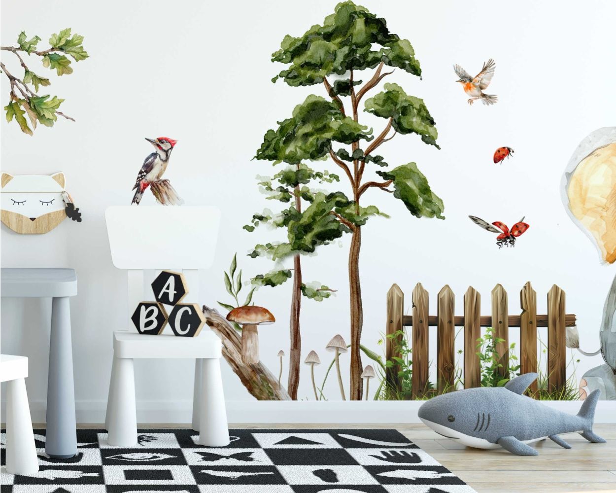 Cute Mom and Baby Elephant Cartoon Stock Animal Vinyl Wall Decals for Nursery Decor