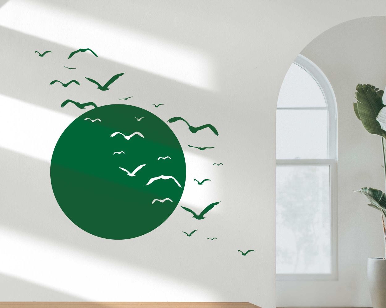 Best Beautiful Sun With Flying Birds Vinyl Wall Decals