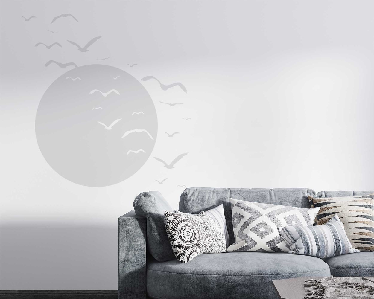 Best Beautiful Sun With Flying Birds Vinyl Wall Stickers