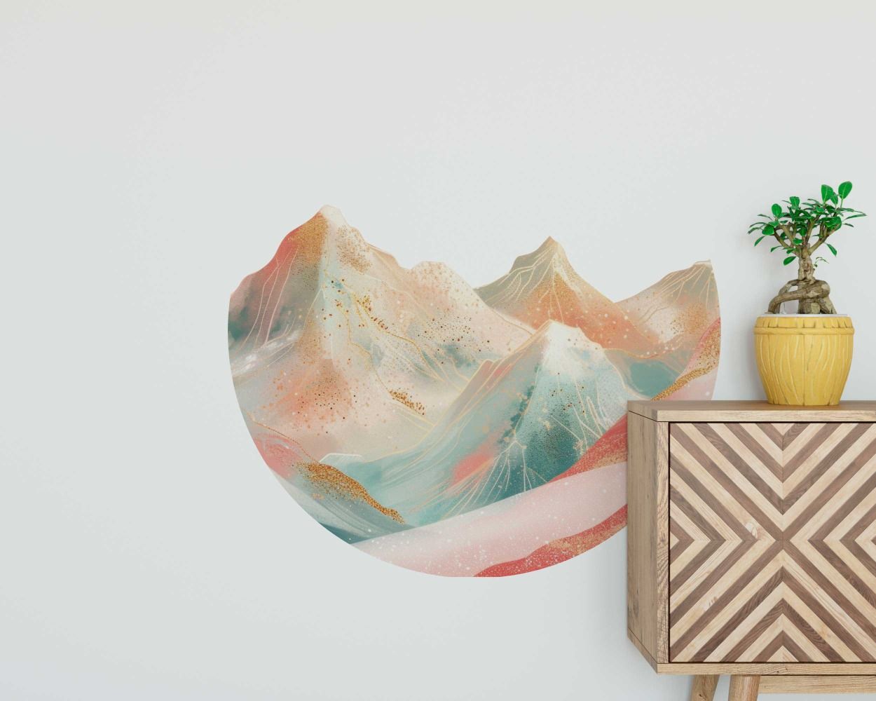 Beautiful Winter Gradient Colorful Abstract Mountain Wall Stickers 