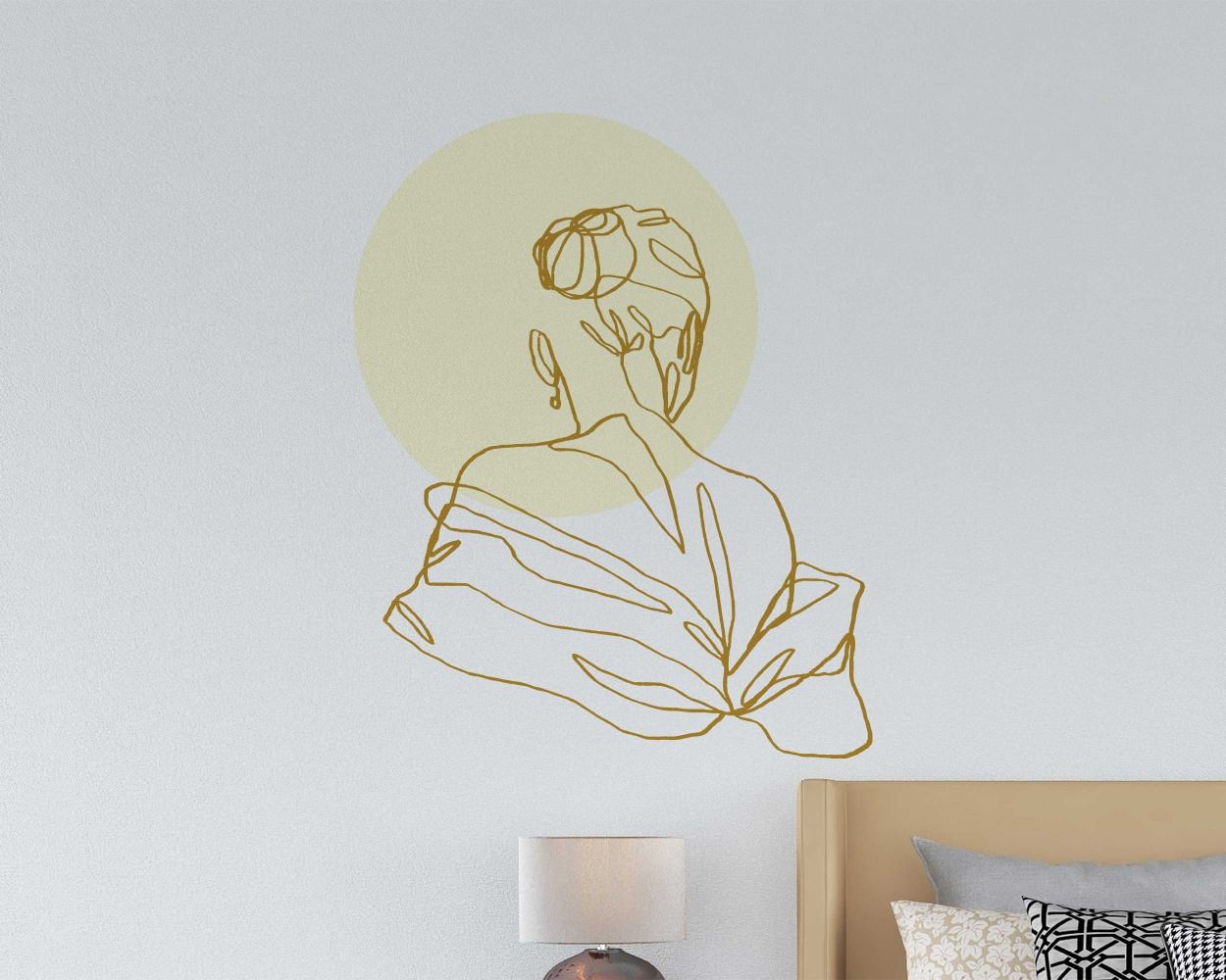 Best Beautiful Woman Back Body Single Line Art Wall Decals