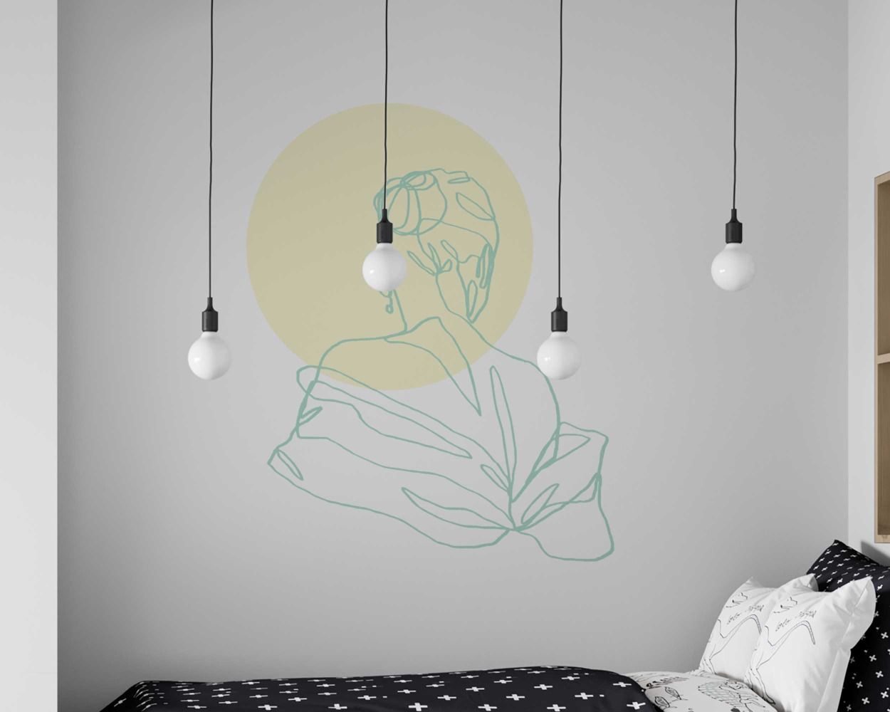 Best Beautiful Woman Back Body Single Line Art Wall Stickers