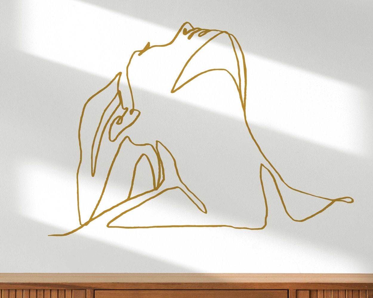 Beautiful Woman Looking Up One Line Art Wall Decals 