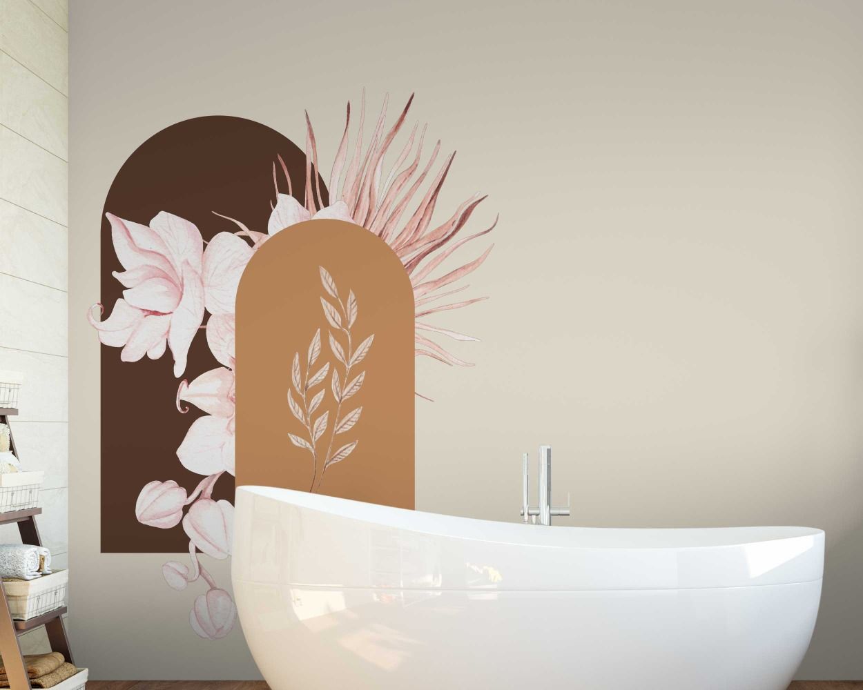 Best Boho Floral Arch With Colorful Flowers Wall Stickers 