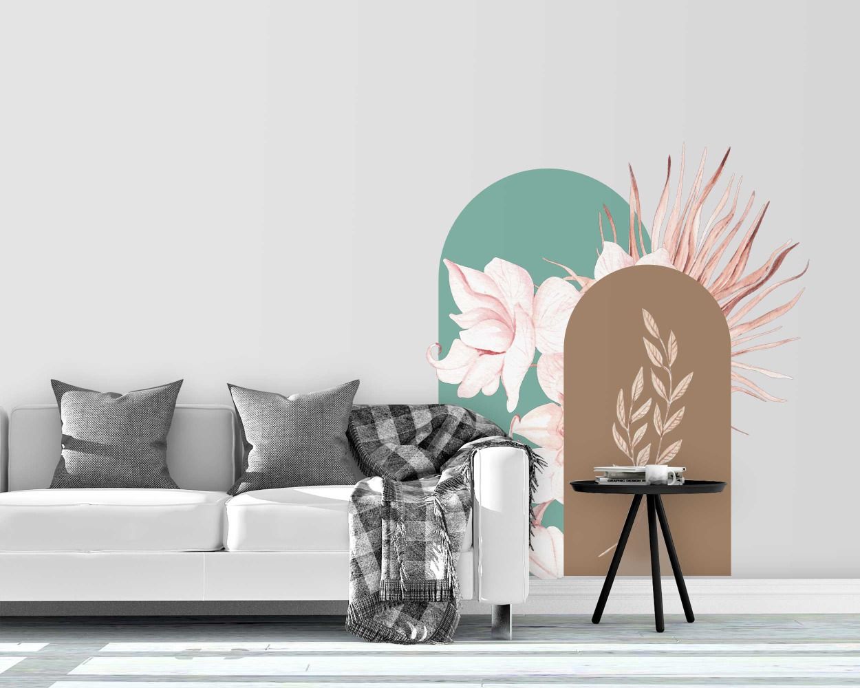 Best Boho Floral Arch With Colorful Flowers Wall Decals