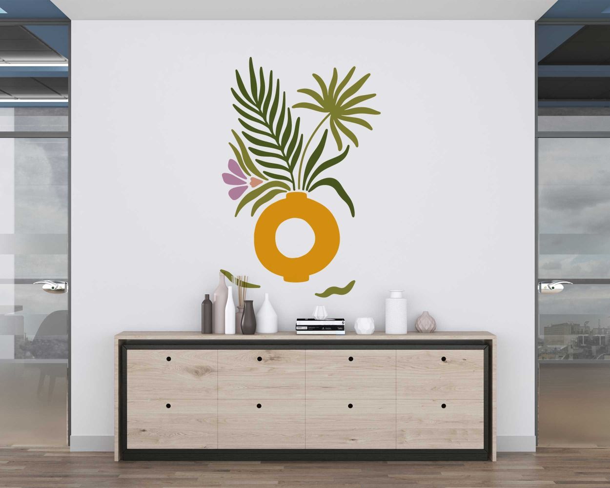 Beautiful Flower Vase With Flowers Wall Decals
