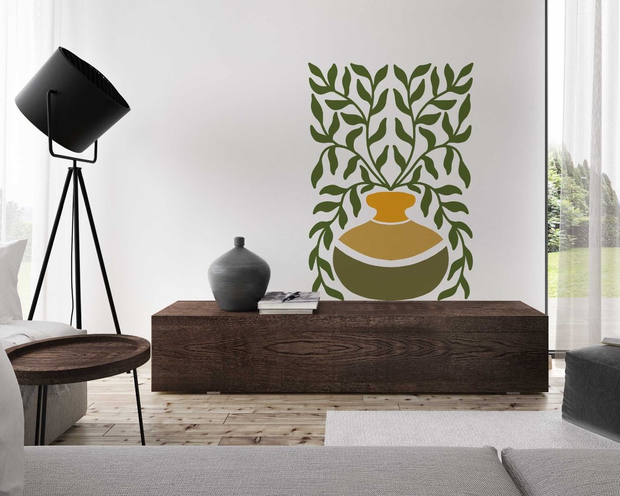 Best Flower Vase With Plant Wall Stickers For Beautiful Home Decoration 
