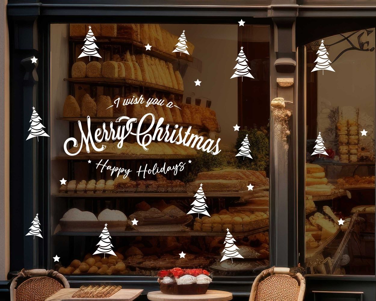 Merry Christmas Decals For Shop Window Decoration